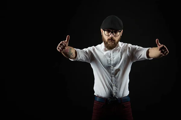 Jeune Homme Beau Dans Des Lunettes Avec Une Barbe Une — Photo