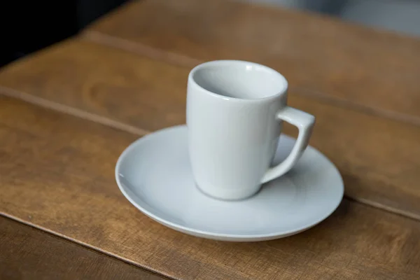 White Cup Saucer Expresso Wooden Background — Stock Photo, Image