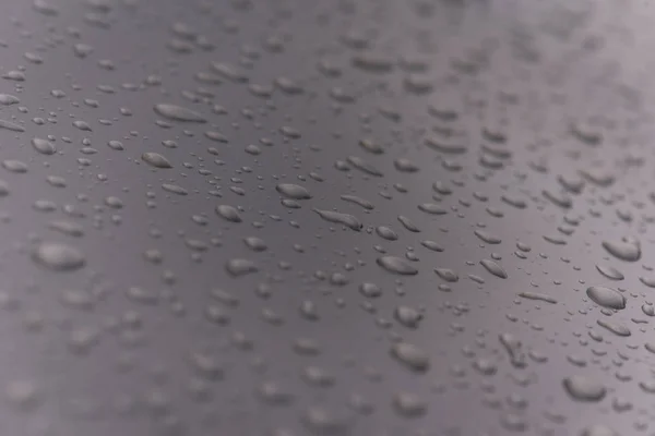 Regnet Droppar Grå Metall Yta — Stockfoto