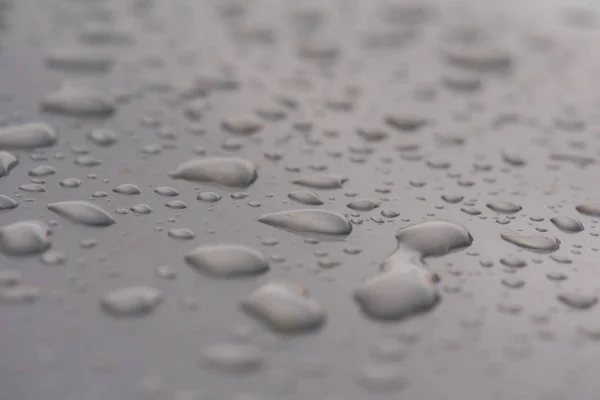Rain Drops Gray Metal Surface — Stock Photo, Image