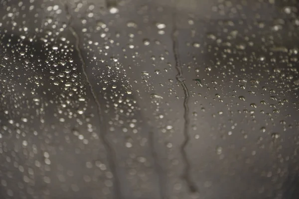 Gotas Chuva Uma Superfície Vidro — Fotografia de Stock