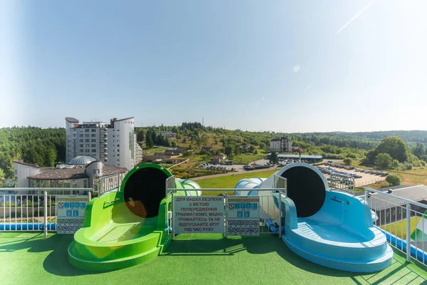 Аквапарк Аквапарк Горки Бассейна Летние Каникулы Отдых — стоковое фото