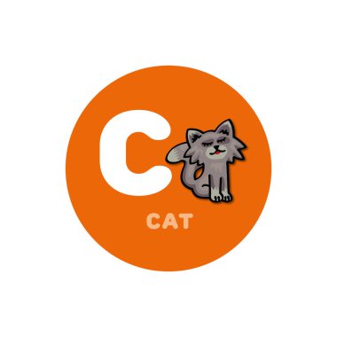 Hayvan İngilizce Alfabe harf 2 farklı anlamlar ile okul öncesi eğitim için. Mektup C. kedi.