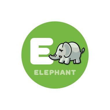 Hayvan İngilizce Alfabe harf 2 farklı anlamlar ile okul öncesi eğitim için. Mektup E. fil. 