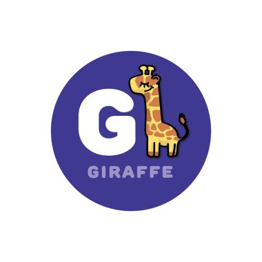 Hayvan İngilizce Alfabe harf 2 farklı anlamlar ile okul öncesi eğitim için. Mektup G. zürafa.