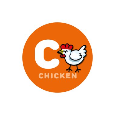 Hayvan İngilizce Alfabe harf 2 farklı anlamlar ile okul öncesi eğitim için. Mektup C. tavuk.