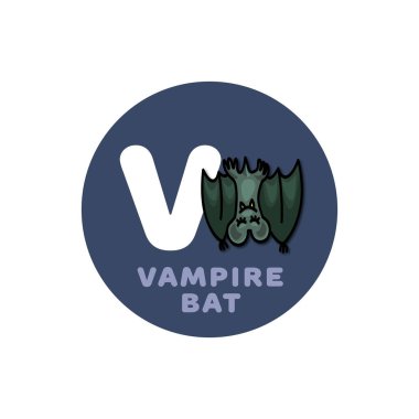 Hayvan İngilizce Alfabe harf 2 farklı anlamlar ile okul öncesi eğitim için. Mektup V. vampir yarasa