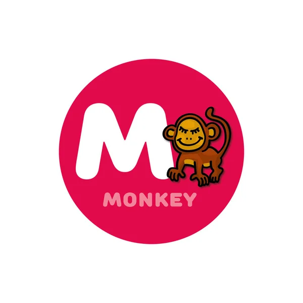 Zvířecí Abeceda Pro Předškolní Vzdělávání Různé Významy Písmen Dopis Monkey — Stockový vektor