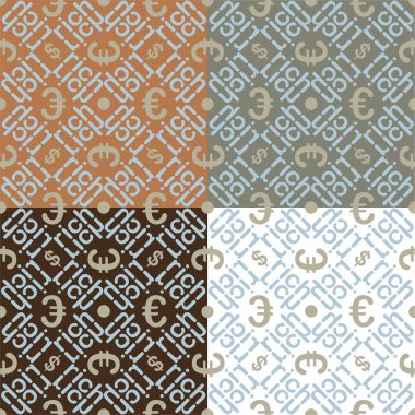 Zengin. Euro ve dolar işareti ile lüks tekstil tasarım 