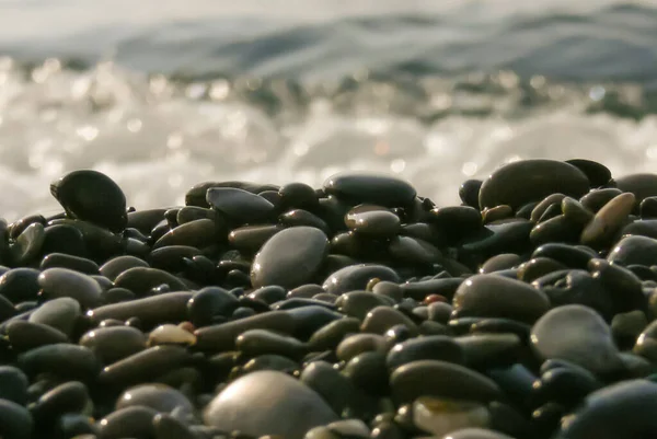 Морская Галька Фоне Морской Волны — стоковое фото