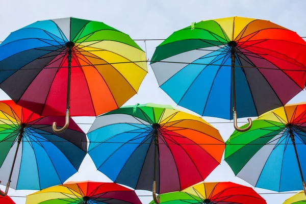 Colorful Umbrellas Background Colorful Umbrellas Sky Street Decoration — Stock Photo, Image