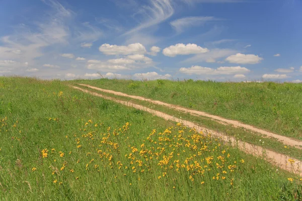 Country Dirt Road Blue Sky Sunny Summer Day Royalty Free Stock Images