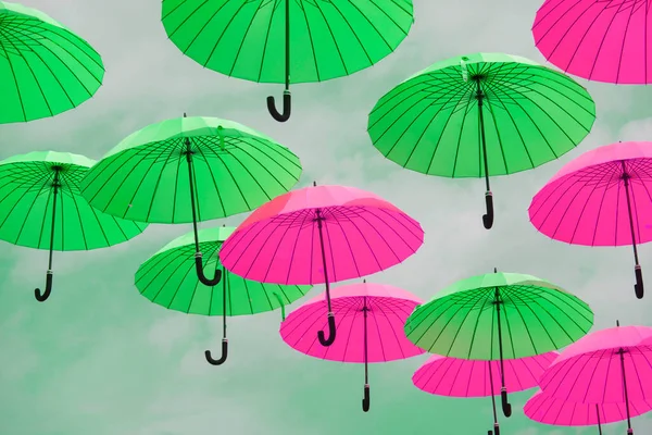 Colorful Umbrellas Background Colorful Umbrellas Sky Street Decoration — Stock Photo, Image