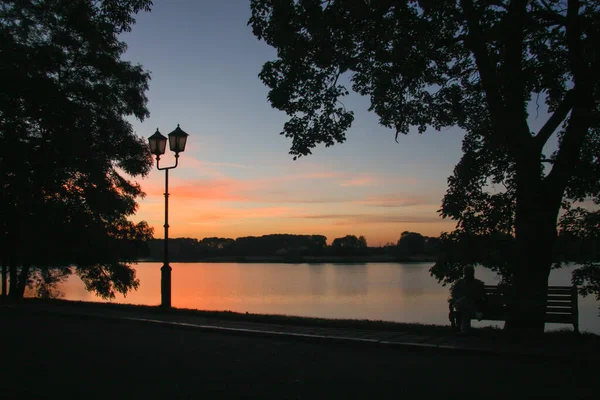 Lake Autumn Park Evening Landscape — Stock Photo, Image