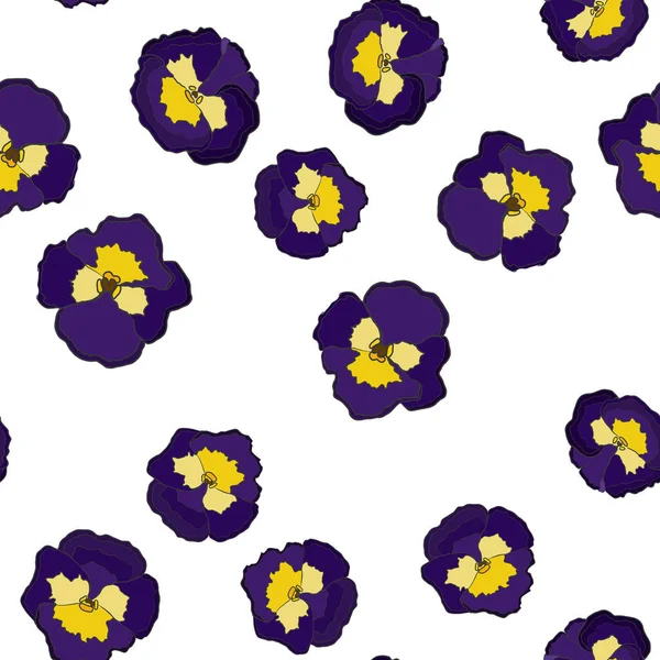 Ilustración vectorial de flores sin costura floral.Flores azules, rojas y amarillas sobre un fondo blanco, dibujo  . — Vector de stock