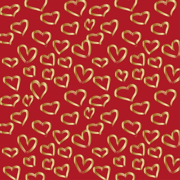 Vector San Valentín patrón sin costuras fondo con corazones de oro. Adecuado para imprimir en textiles, leggings, vestidos, scrapbooking, almohadas, postales . — Archivo Imágenes Vectoriales