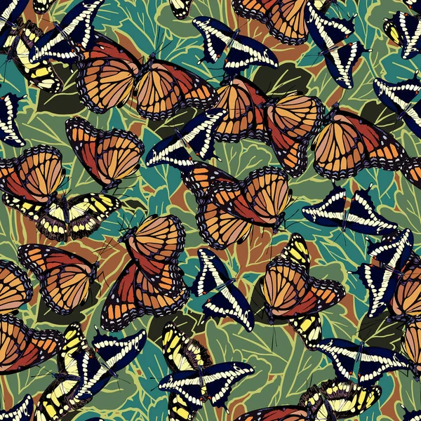 Sorunsuz Monarch kelebek deseni kanatları beyaz