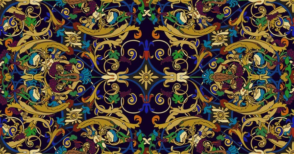 Dekoratif altın çiçek elementinin kusursuz deseni.