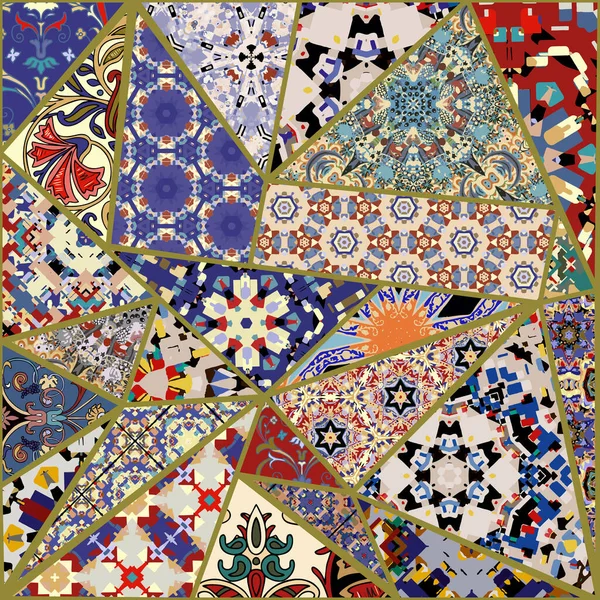 Papier peint mosaïque espagnol ethnique abstrait, motif vectoriel sans couture . — Image vectorielle