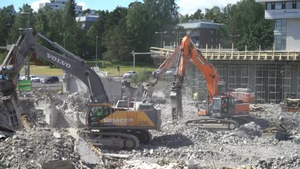 重型工程机械在新建居住区建设中的工作. — 图库视频影像