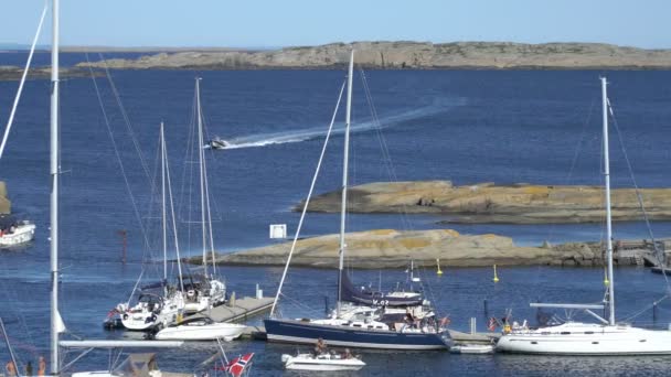 Viele Segelboote im Golf von Tjome an der Südküste Norwegens. — Stockvideo