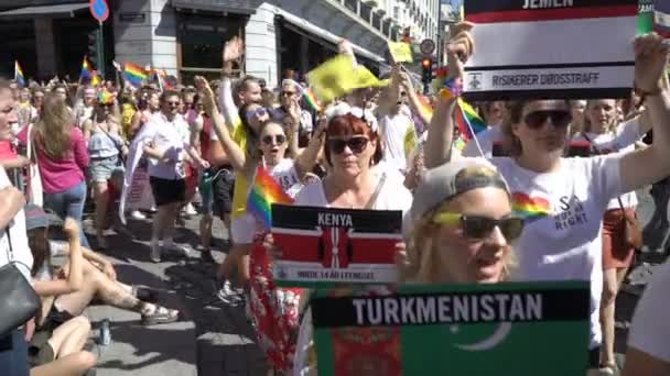 Oslo Norveç'te gurur geçit töreni — Stok video