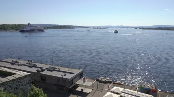 Blick auf den Oslo-Fjord von der Festung Akershus — Stockvideo