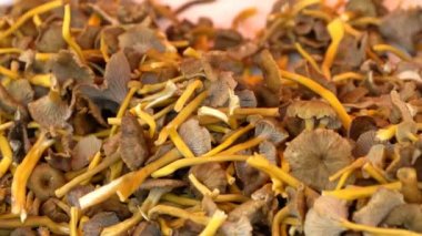 Huni Chanterelles çok üstünde belgili tanımlık sayaç Helsinki sokak pazarının