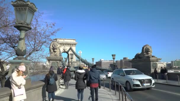 Řetězový most v Budapešti. — Stock video