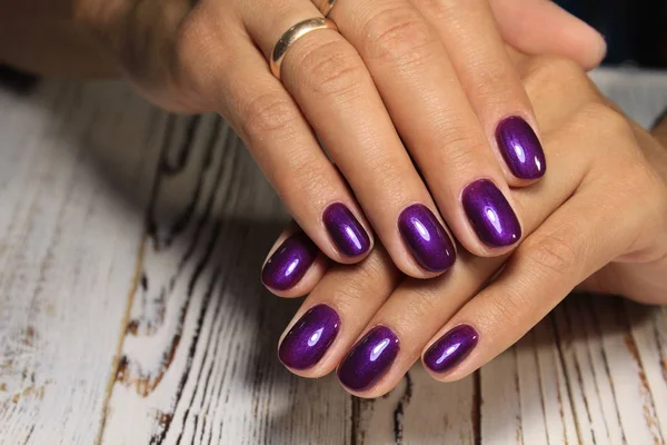 Ręce Piękny Manicure Naturalne Paznokcie Żel Polski — Zdjęcie stockowe