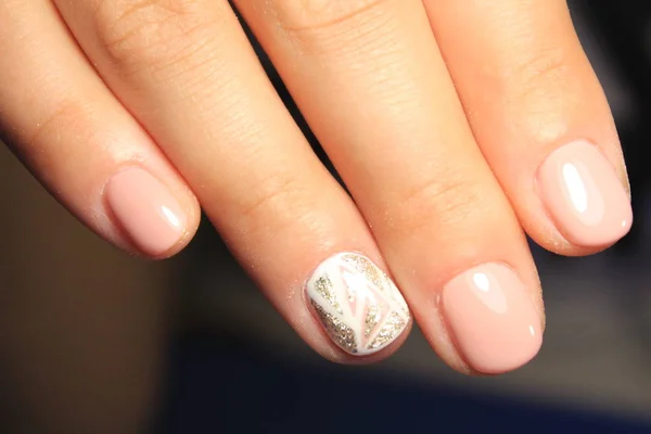 Stylowe Manicure Paznokci Kolor Czarno Srebrny — Zdjęcie stockowe