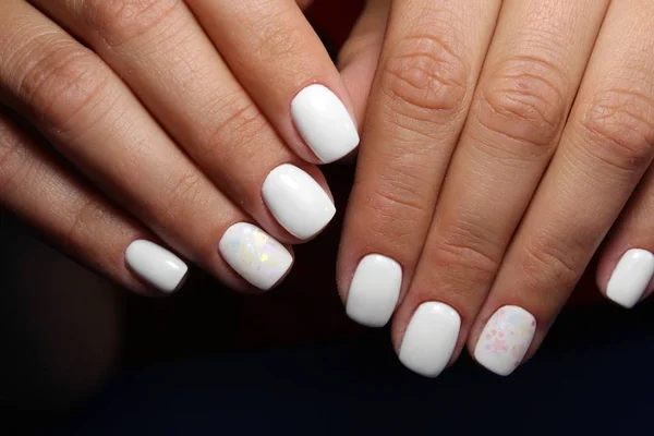 Mãos Com Bela Manicura Unhas Naturais Com Gel Polonês — Fotografia de Stock