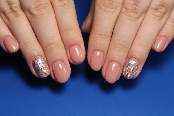 Stijlvolle Manicure Nagels Kleur Zwart Zilver — Stockfoto