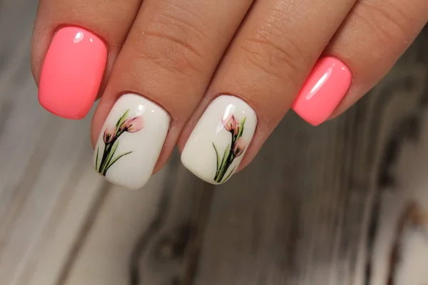 Mode Manicure Met Een Ontwerp Een Mooie Textuur — Stockfoto