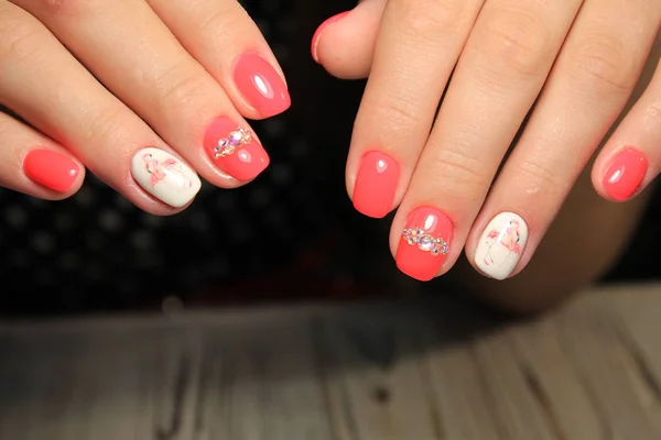 Mode Manicure Met Een Ontwerp Een Mooie Textuur — Stockfoto