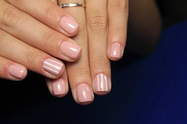 Schoonheid Van Natuurlijke Nagels Perfect Schoon Manicure — Stockfoto