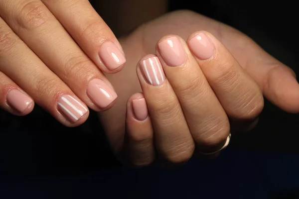 Schoonheid Van Natuurlijke Nagels Perfect Schoon Manicure — Stockfoto