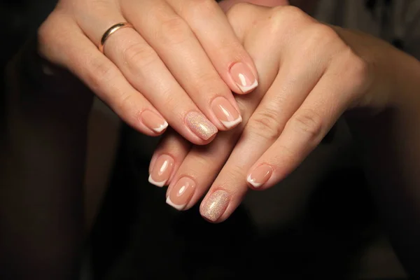 Efektowne Piękny Manicure Tle Modny Tekstury — Zdjęcie stockowe