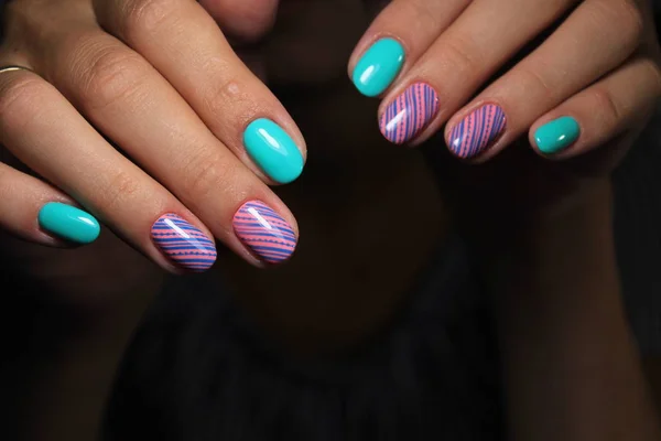 Diseño Manicura Juvenil Mejores Uñas Barniz Gel —  Fotos de Stock