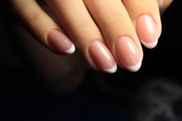 Piękna Naturalne Paznokcie Perfect Clean Manicure — Zdjęcie stockowe