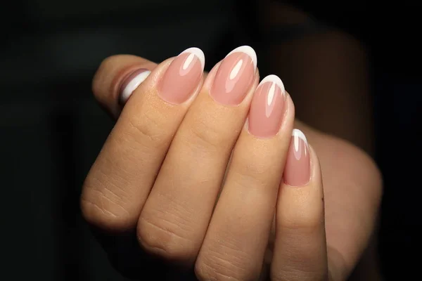 Elegante Manicure Unghie Colore Nero Argento — Foto Stock