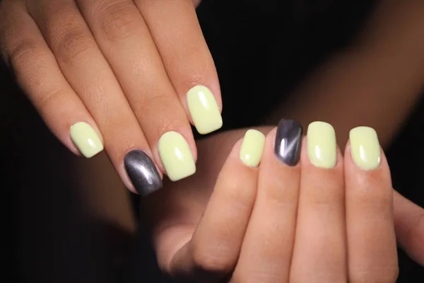 Beautiful Gray Shiny Manicure Trendy Texture Background — Stock Photo, Image