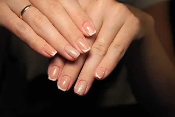 Beleza Das Unhas Naturais Perfeito Manicure Limpo — Fotografia de Stock