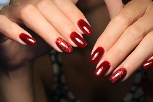 Mode Manicure Met Een Ontwerp Een Mooie Textuur — Stockfoto