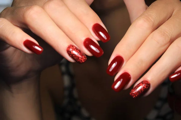 Jovens Manicure Design Melhores Unhas Verniz Gel — Fotografia de Stock