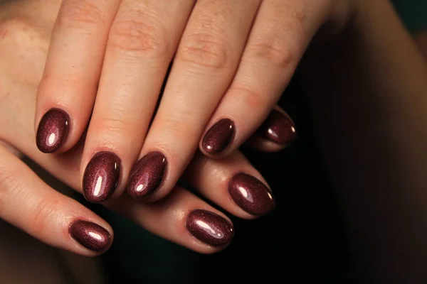 Stijlvolle Manicure Nagels Kleur Zwart Zilver — Stockfoto