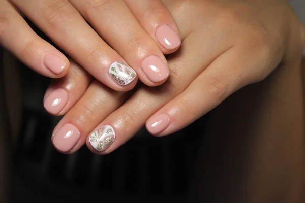 Stylowe Manicure Paznokci Kolor Czarno Srebrny — Zdjęcie stockowe