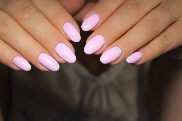 Unhas Naturais Incríveis Mãos Mulher Com Manicura Limpa Gel Polonês — Fotografia de Stock