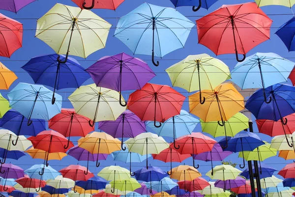 Large Color Palette Umbrellas Aleya — Stock Photo, Image
