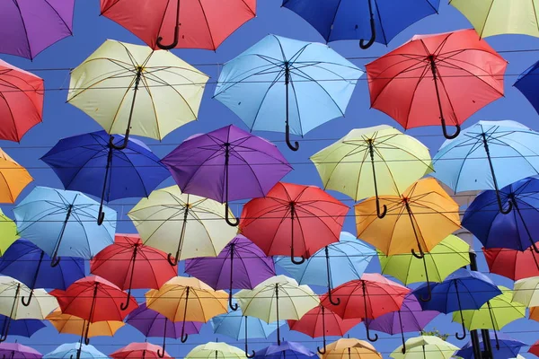 Palette Happiness Colorful Umbrellas Background Colourful Umbrellas Urban Street — Stock Photo, Image